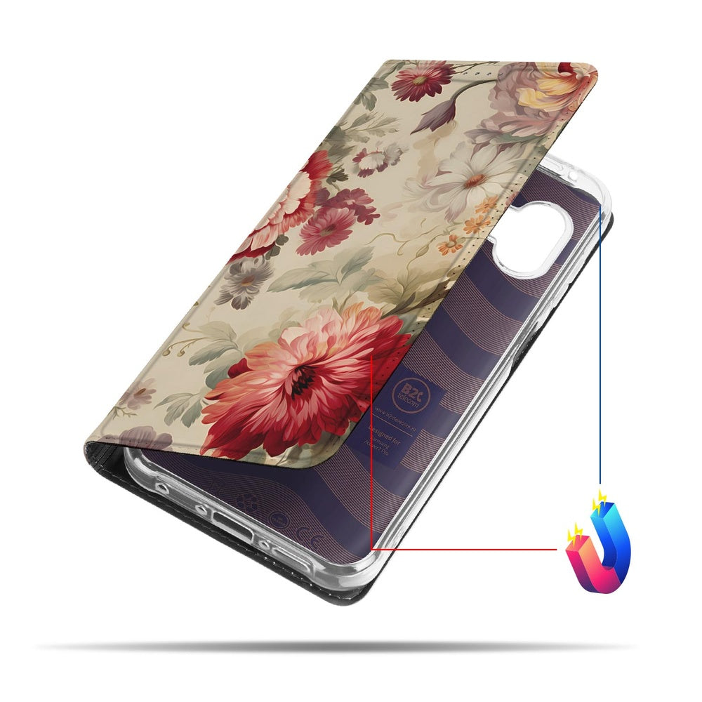 Samsung Galaxy Xcover 7 Pro Book Case Bloemen boekcase bloemenprint achteraanzicht