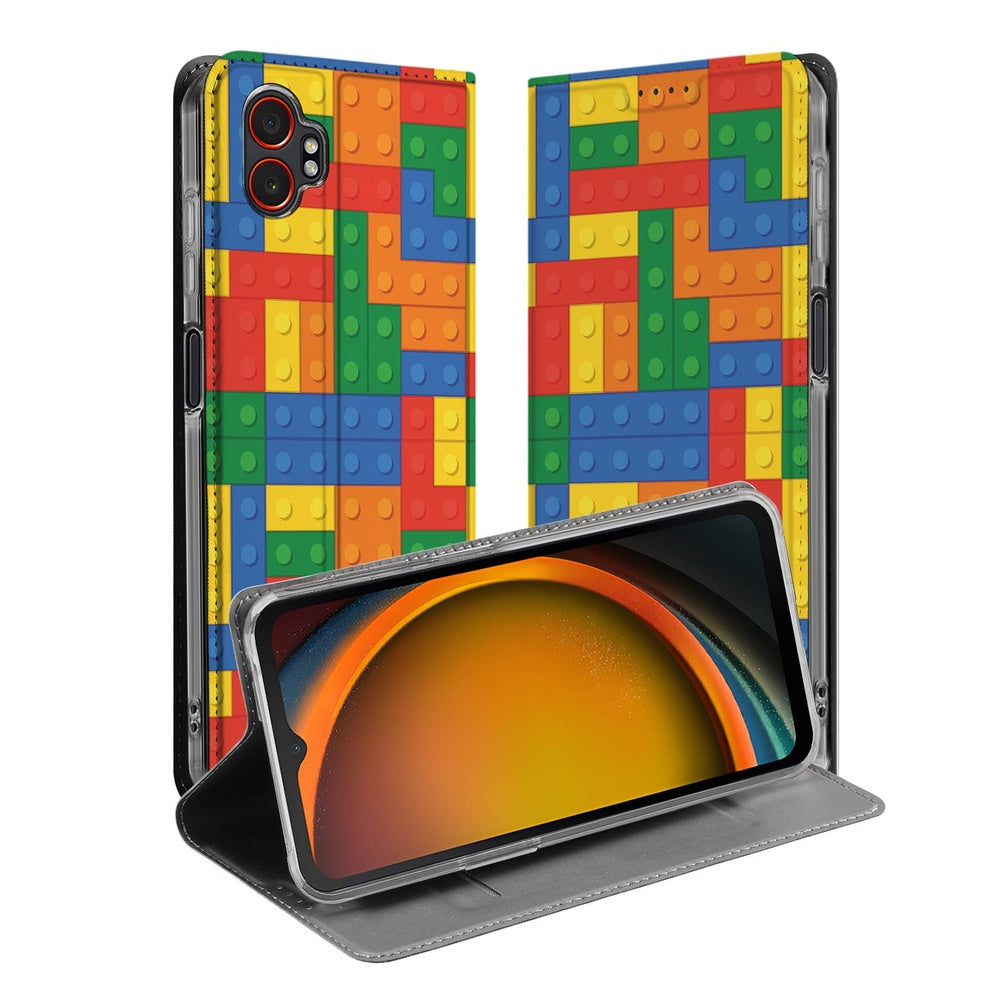 Samsung Galaxy Xcover 7 Pro Book Cover Blokken blokkenmotief design aanzicht
