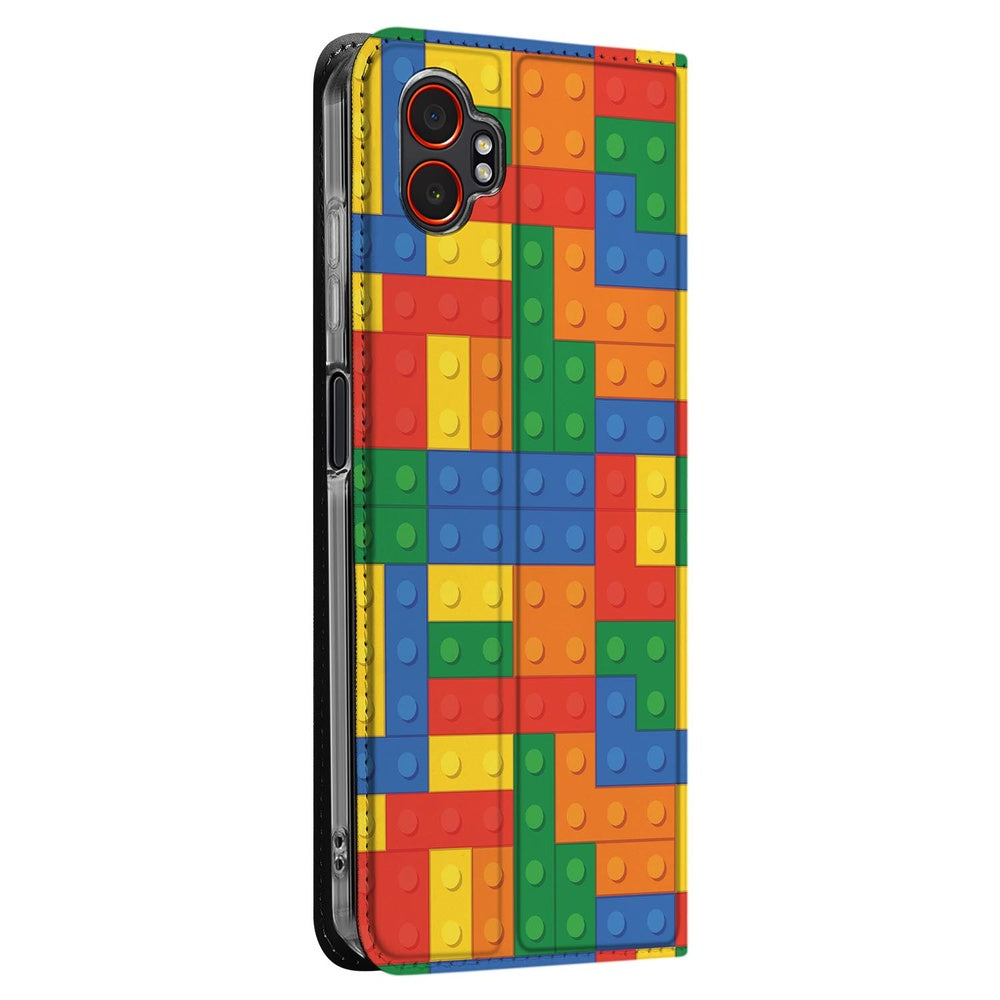 Samsung Galaxy Xcover 7 Pro Book Cover Blokken blokkenmotief zijaanzicht