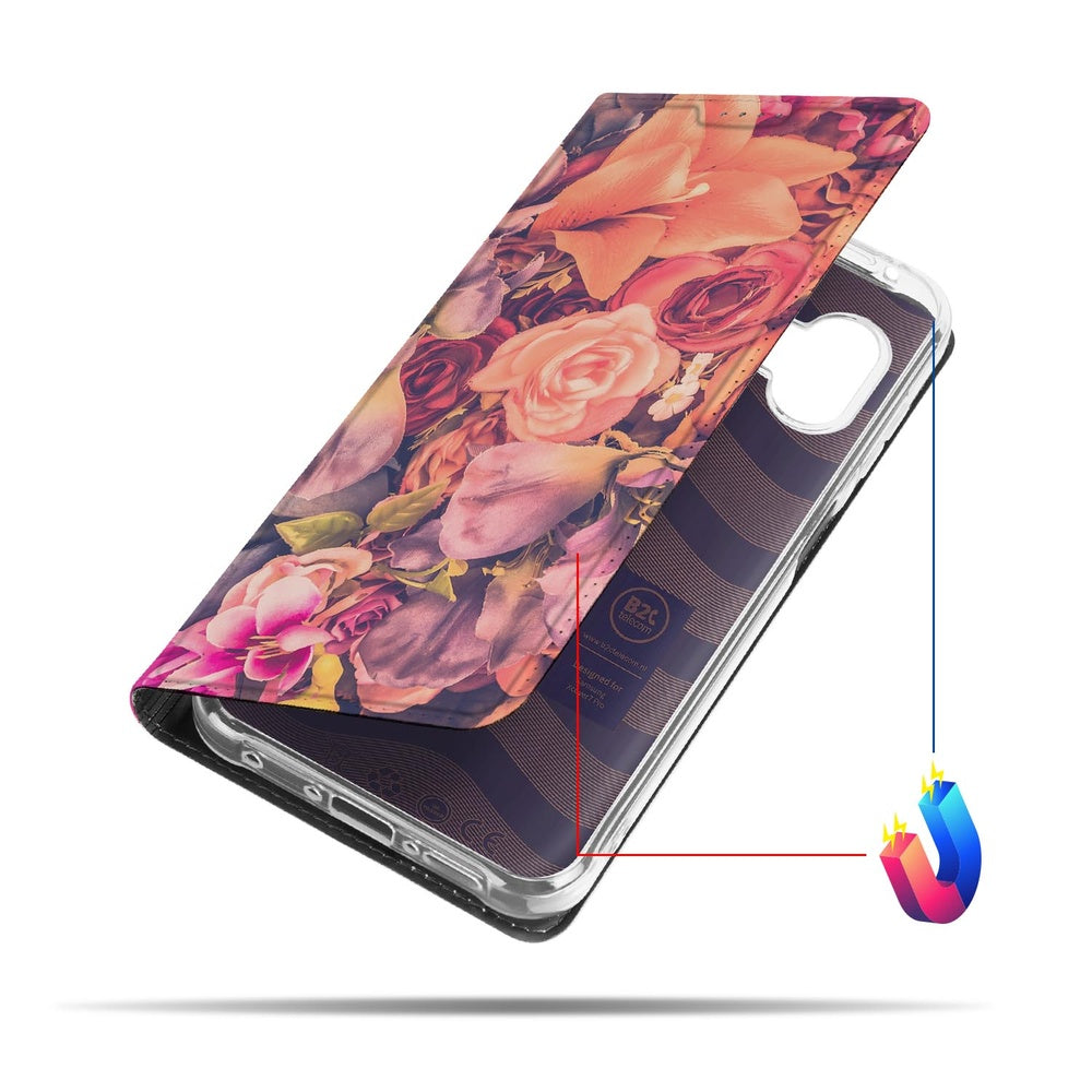 Samsung Galaxy Xcover 7 Pro Telefoonhoesje Bosje Bloemen telefoonhoesje kleurrijk ontwerp zijaanzicht
