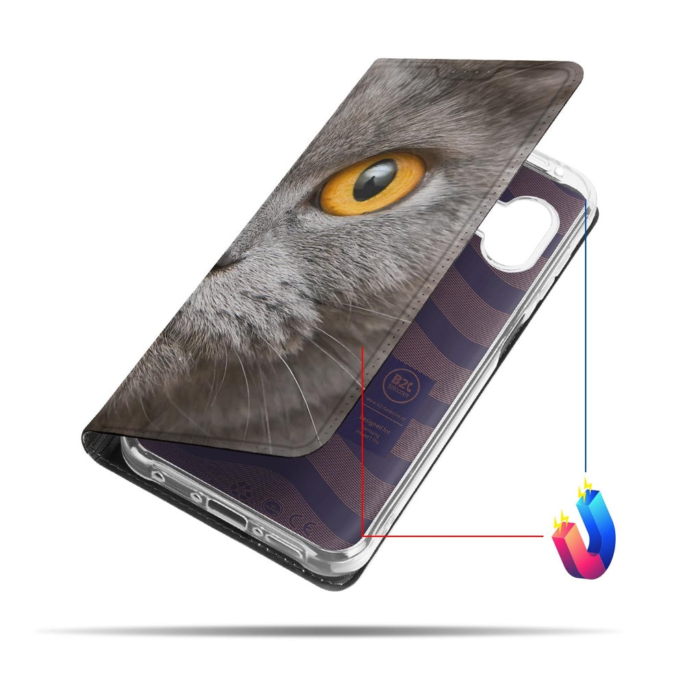 Samsung Galaxy Xcover 7 Pro Book Wallet Case Britse Korthaar kat gezicht aanzicht