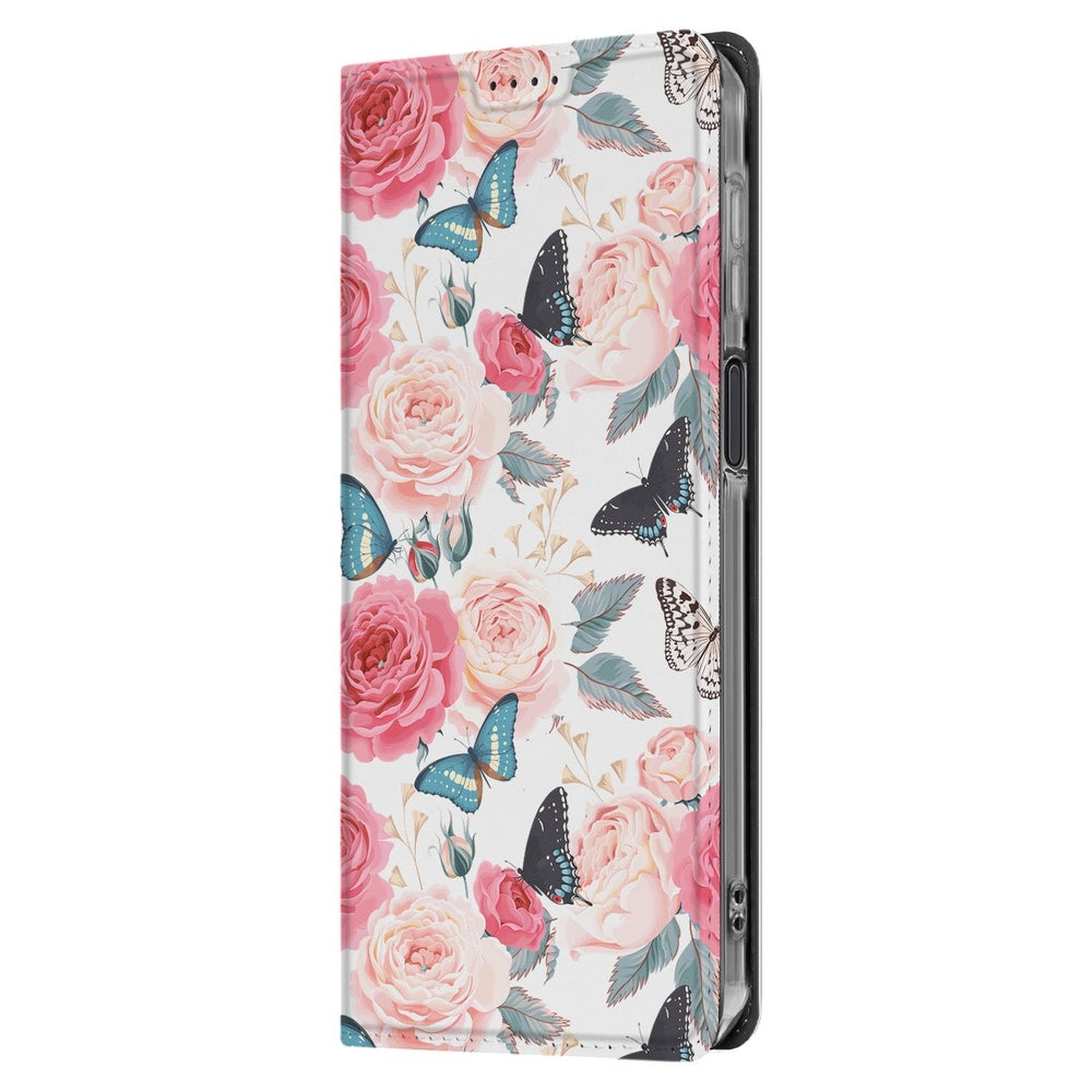 Samsung Galaxy Xcover 7 Pro Flip Style Cover Butterfly Roses design hoesje bloemen vlinders