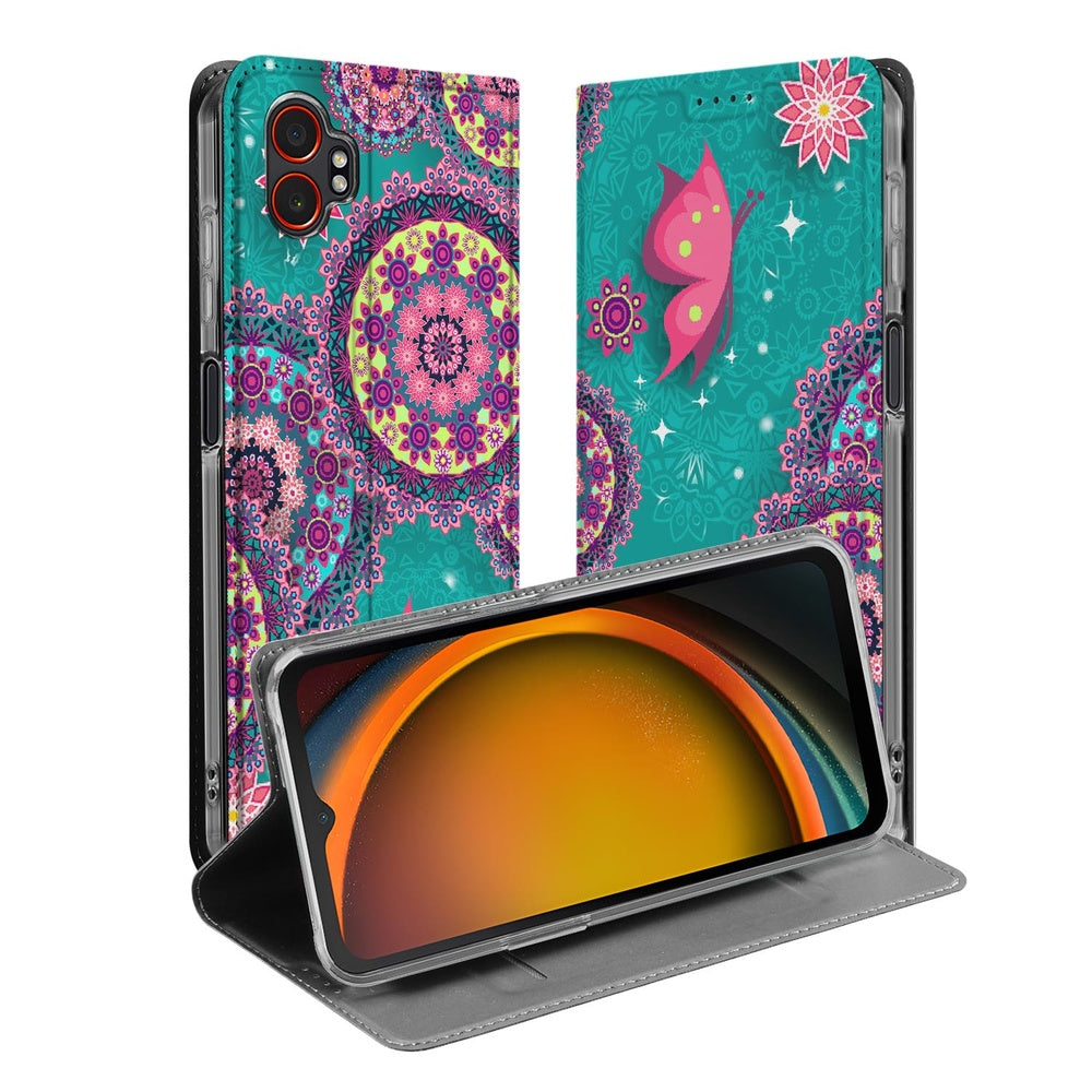 Samsung Galaxy Xcover 7 Pro Standcase Hoesje Cirkels en Vlinders design cirkels en vlinders vooraanzicht