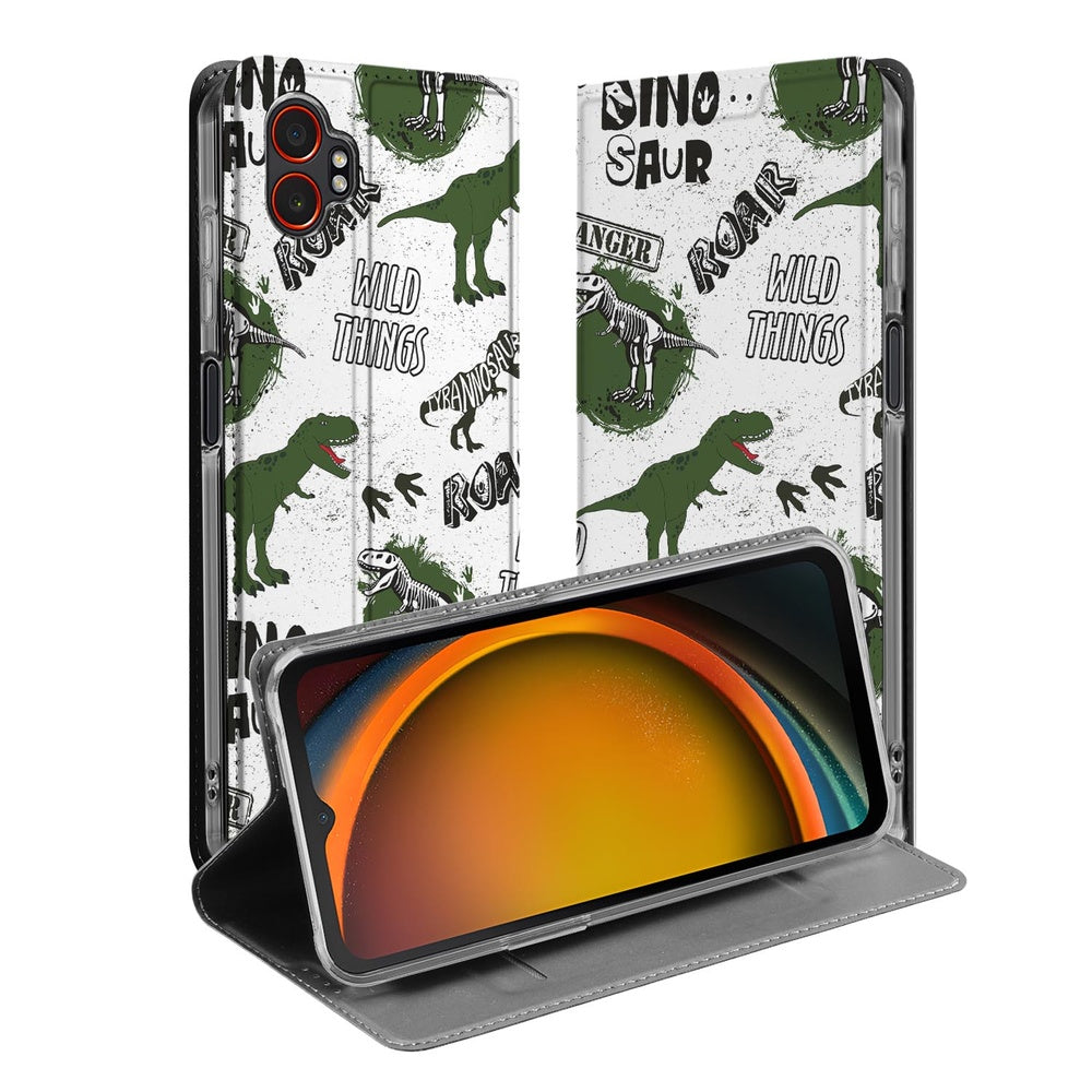 Samsung Galaxy Xcover 7 Pro Stand Case Hoesje Dinosaurus design dinosaurusprint aanzicht