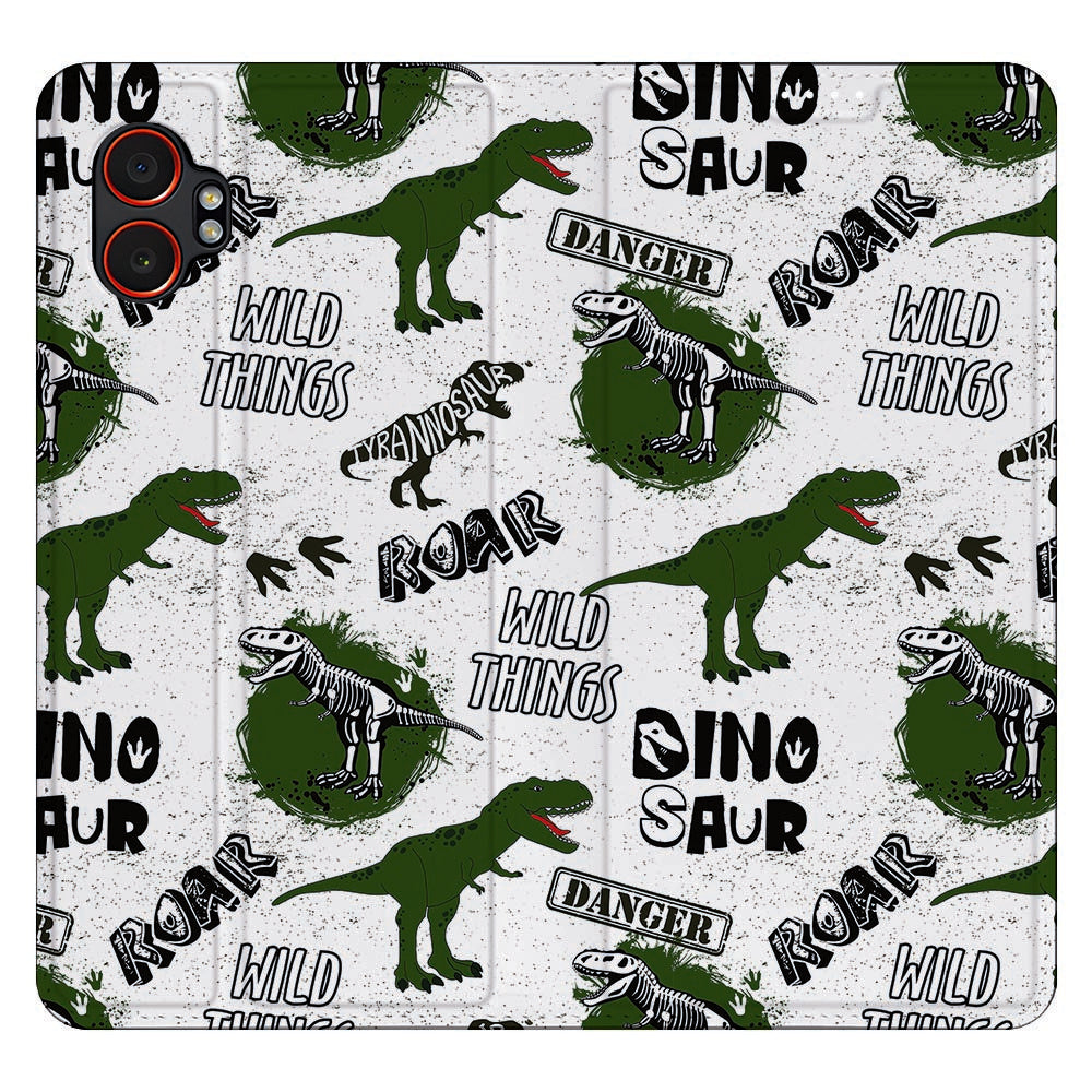 Samsung Galaxy Xcover 7 Pro Stand Case Hoesje Dinosaurus dinosaurusprint patroon design voorkant