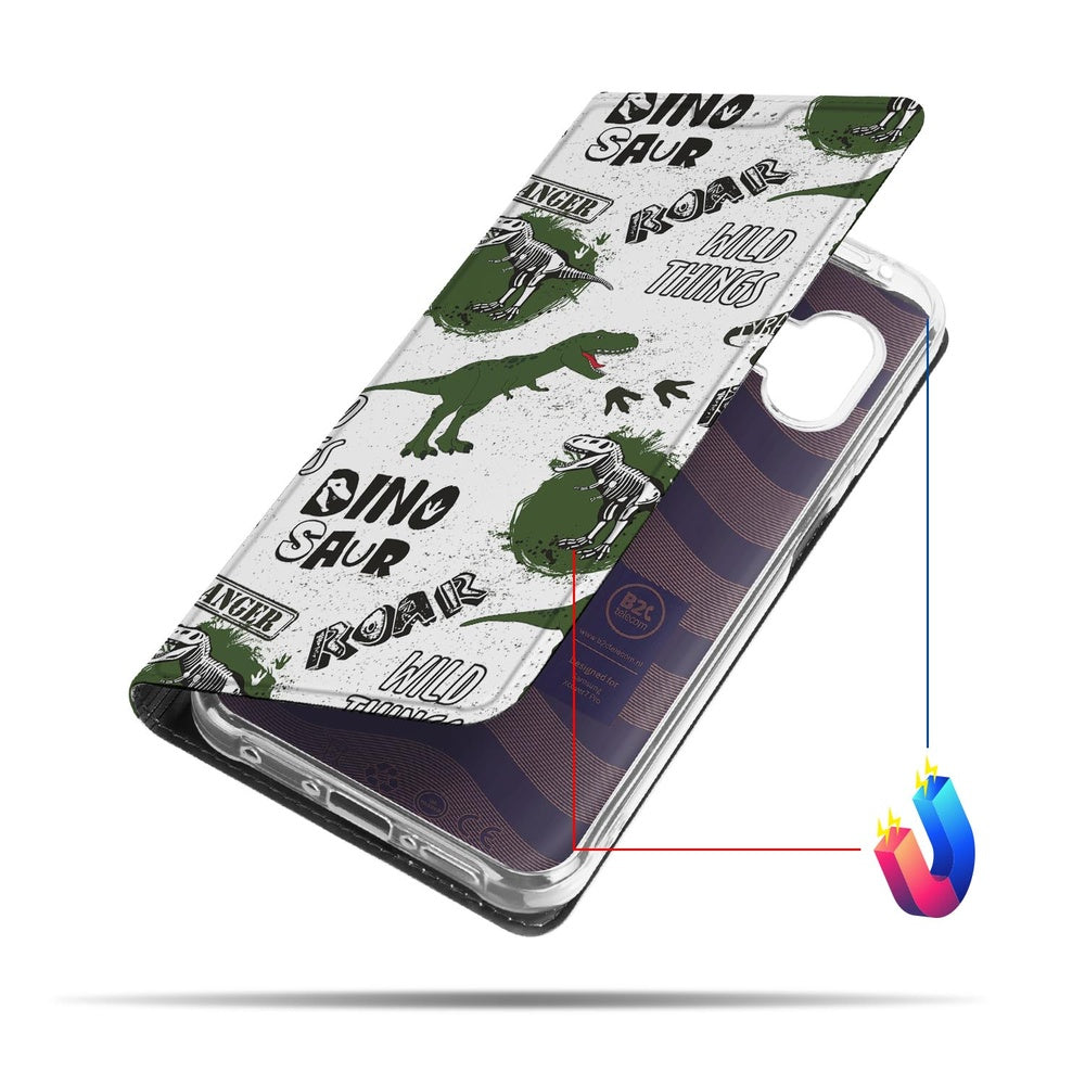 Samsung Galaxy Xcover 7 Pro Stand Case Hoesje Dinosaurus dinosaurusprint aanzicht