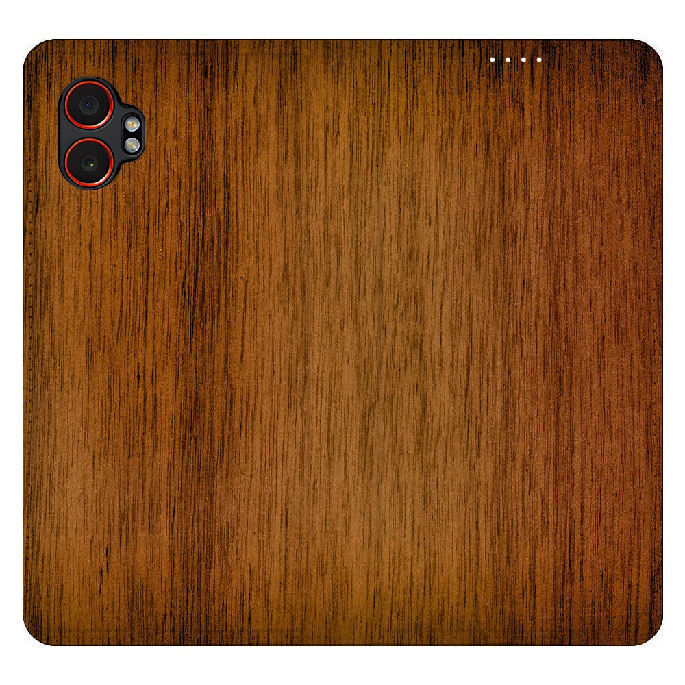 Samsung Galaxy Xcover 7 Pro Wallet Case Donker Hout achterkant bruin hout