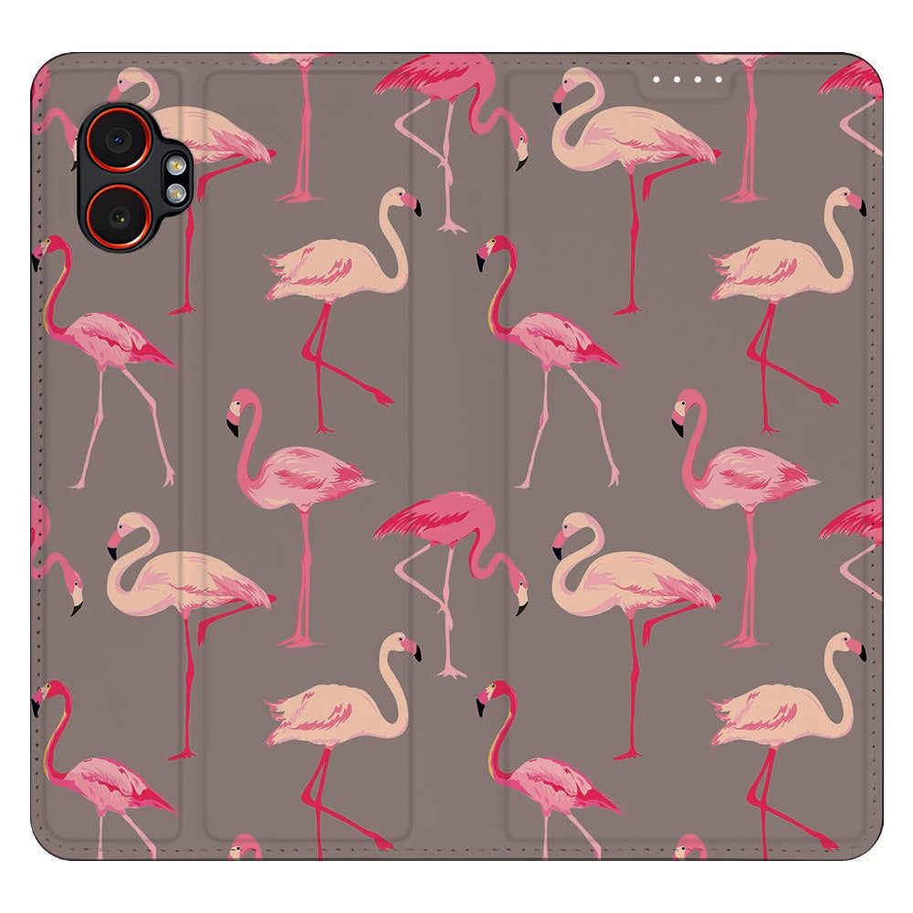 Samsung Galaxy Xcover 7 Pro Book Case Flamingo hoes flamingoprint voorkant