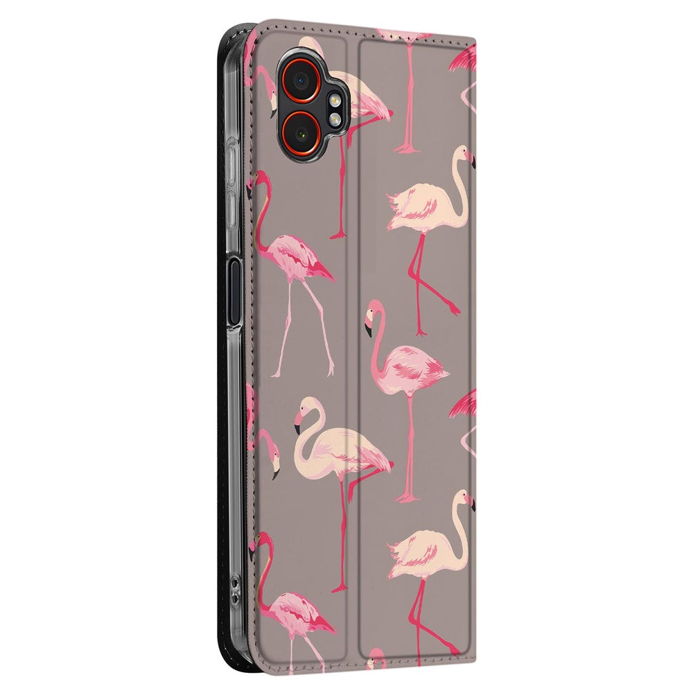 Samsung Galaxy Xcover 7 Pro Book Case Flamingo hoes flamingo ontwerp zijkant