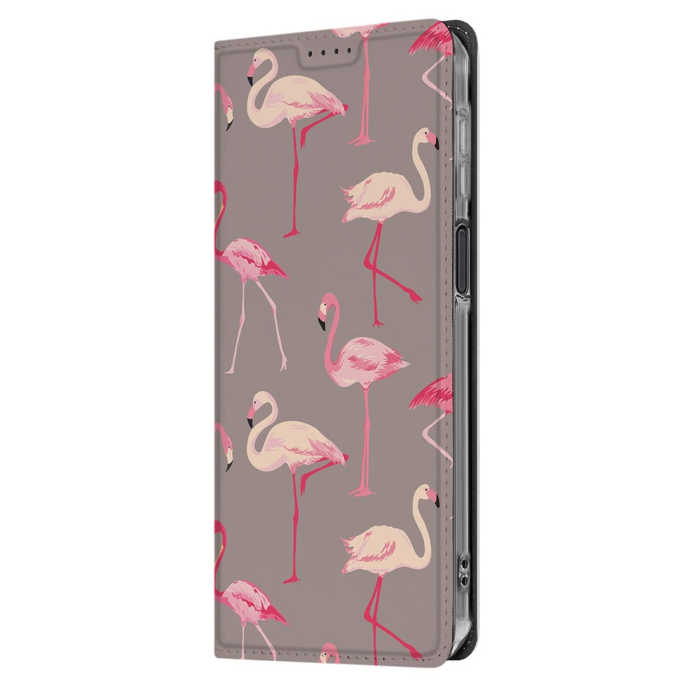 Samsung Galaxy Xcover 7 Pro Book Case Flamingo bookcase flamingo design zijaanzicht