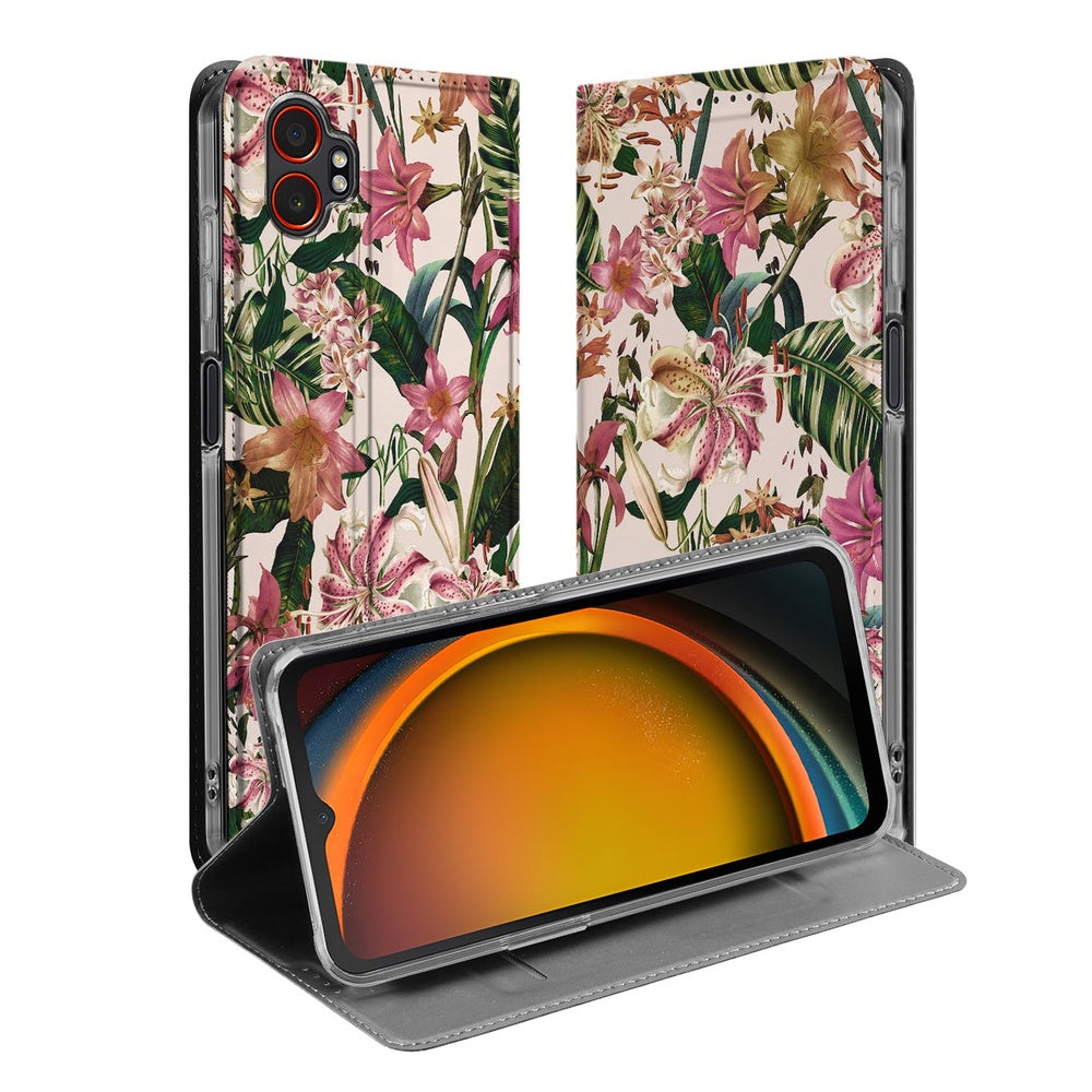 Samsung Galaxy Xcover 7 Pro Book Case Flowers bloemen design aanzicht
