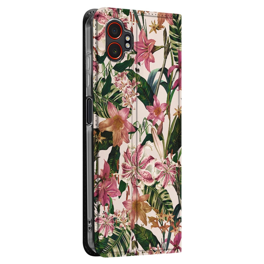 Samsung Galaxy Xcover 7 Pro Book Case Flowers boek hoesje bloemen aanzicht