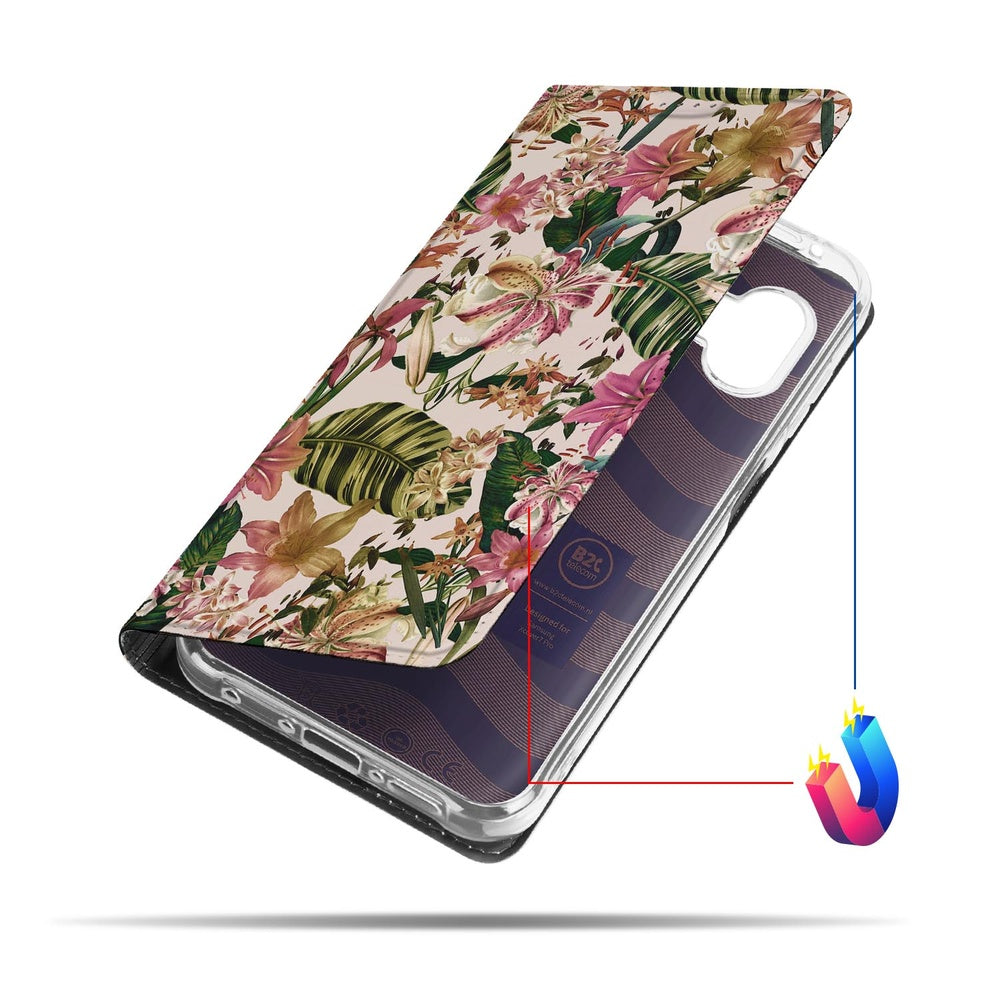 Samsung Galaxy Xcover 7 Pro Book Case Flowers boekhoes bloemen aanzicht