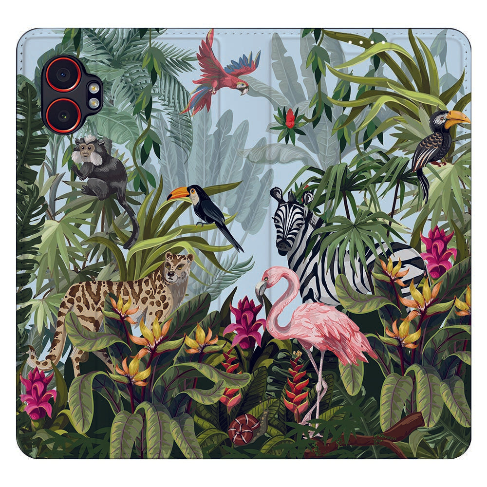 Standcase Hoesje Samsung Galaxy Xcover 7 Pro Jungle jungle print bovenaanzicht