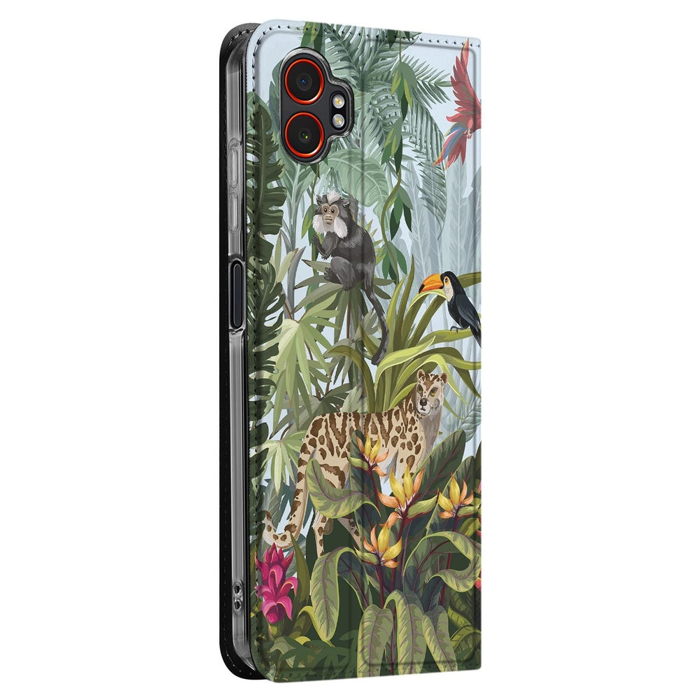Standcase Hoesje Samsung Galaxy Xcover 7 Pro Jungle jungle-print design aanzicht