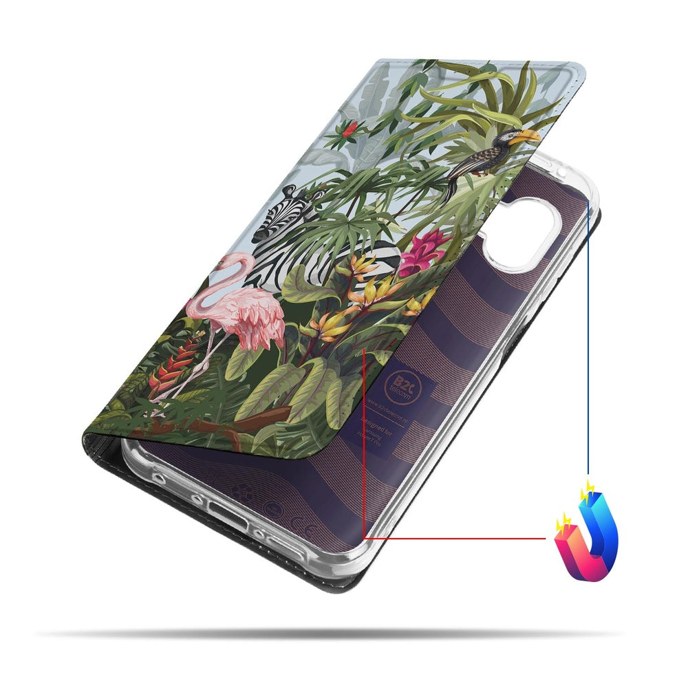 Standcase Hoesje Samsung Galaxy Xcover 7 Pro Jungle design jungle print aanzicht