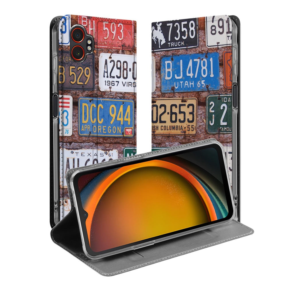 Smart Cover Hoesje Samsung Galaxy Xcover 7 Pro Kentekenplaten design Amerikaanse kentekenplaten aanzicht