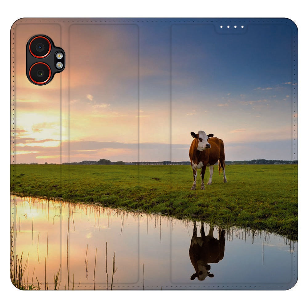 Samsung Galaxy Xcover 7 Pro Stand Case Hoesje Koe zonsondergang aanzicht