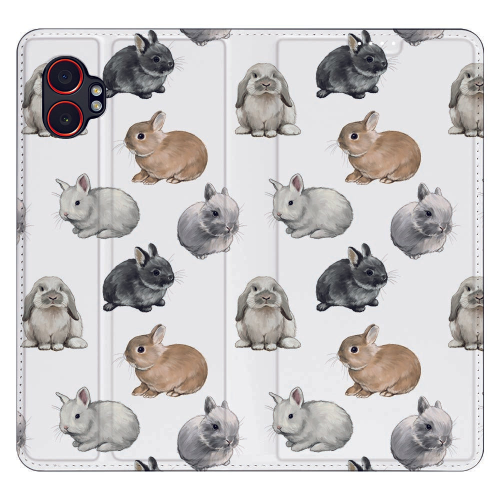 Bookcase Samsung Galaxy Xcover 7 Pro Konijntjes konijntjes design bovenaanzicht