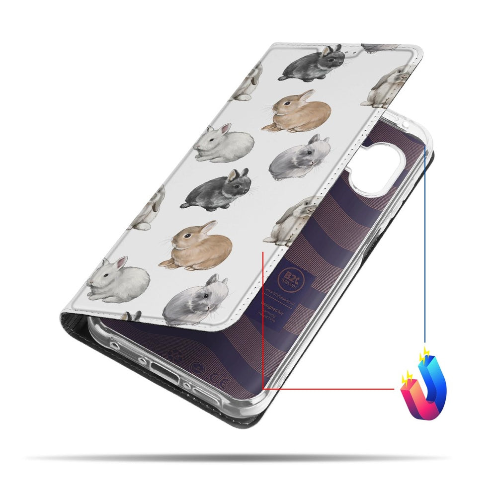 Bookcase Samsung Galaxy Xcover 7 Pro Konijntjes met konijntjes aanzicht