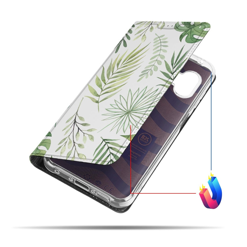 Telefoonhoesje Samsung Galaxy Xcover 7 Pro Leaves bookcase bladeren aanzicht
