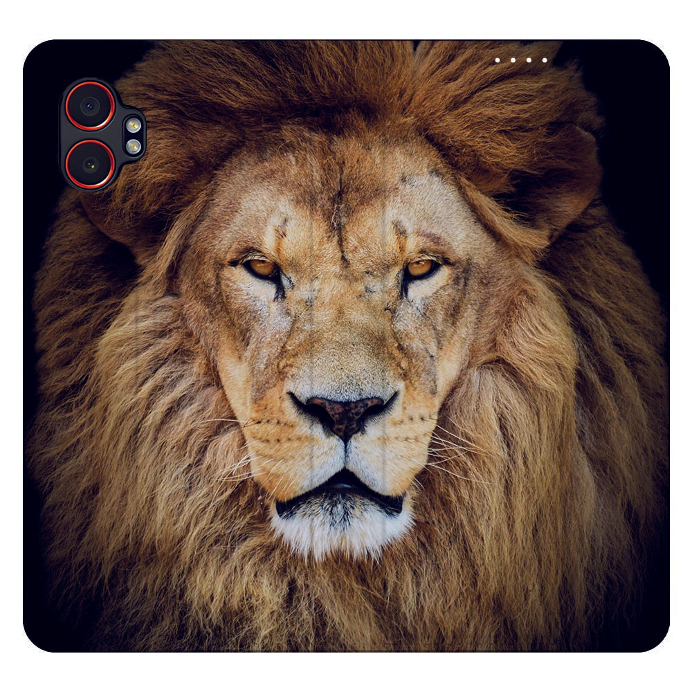 Book Wallet Case Samsung Galaxy Xcover 7 Pro Leeuw leeuw vooraanzicht