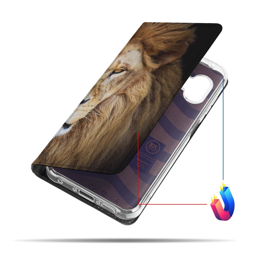 Samsung Galaxy Xcover 7 Pro Book Wallet Case Leeuw zijaanzicht