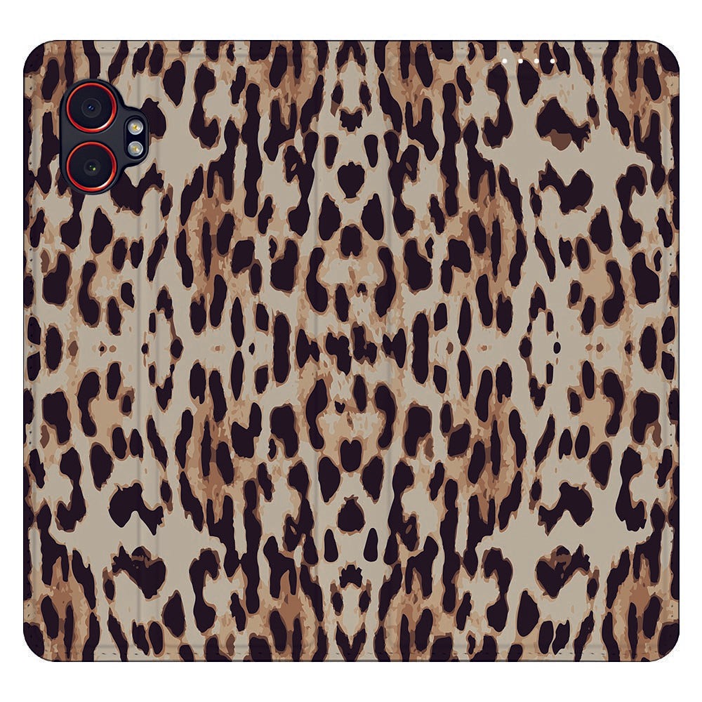 Samsung Galaxy Xcover 7 Pro Flip Style Cover Leopard leopardpatroon achteraanzicht