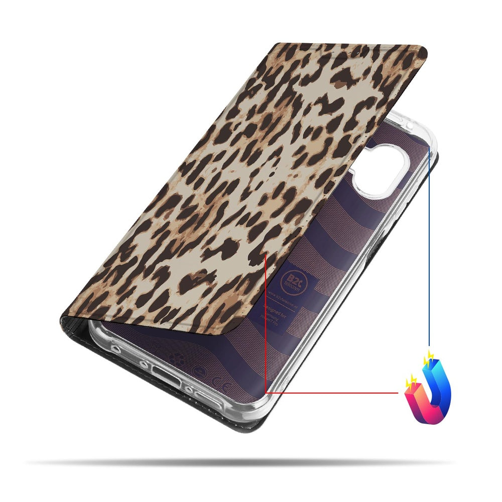 Samsung Galaxy Xcover 7 Pro Flip Style Cover Leopard aanzicht