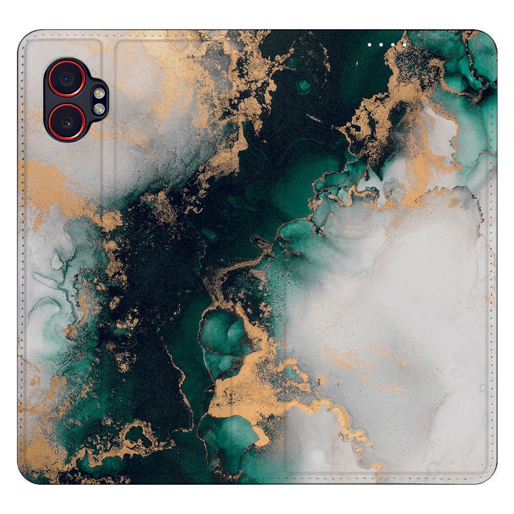 Wallet Case Samsung Galaxy Xcover 7 Pro Marmer Groen design marmer groen bovenaanzicht