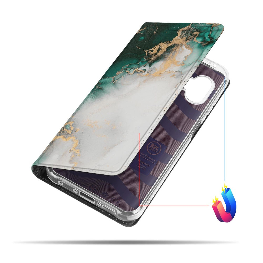 Wallet Case Samsung Galaxy Xcover 7 Pro Marmer Groen design marmer aanzicht