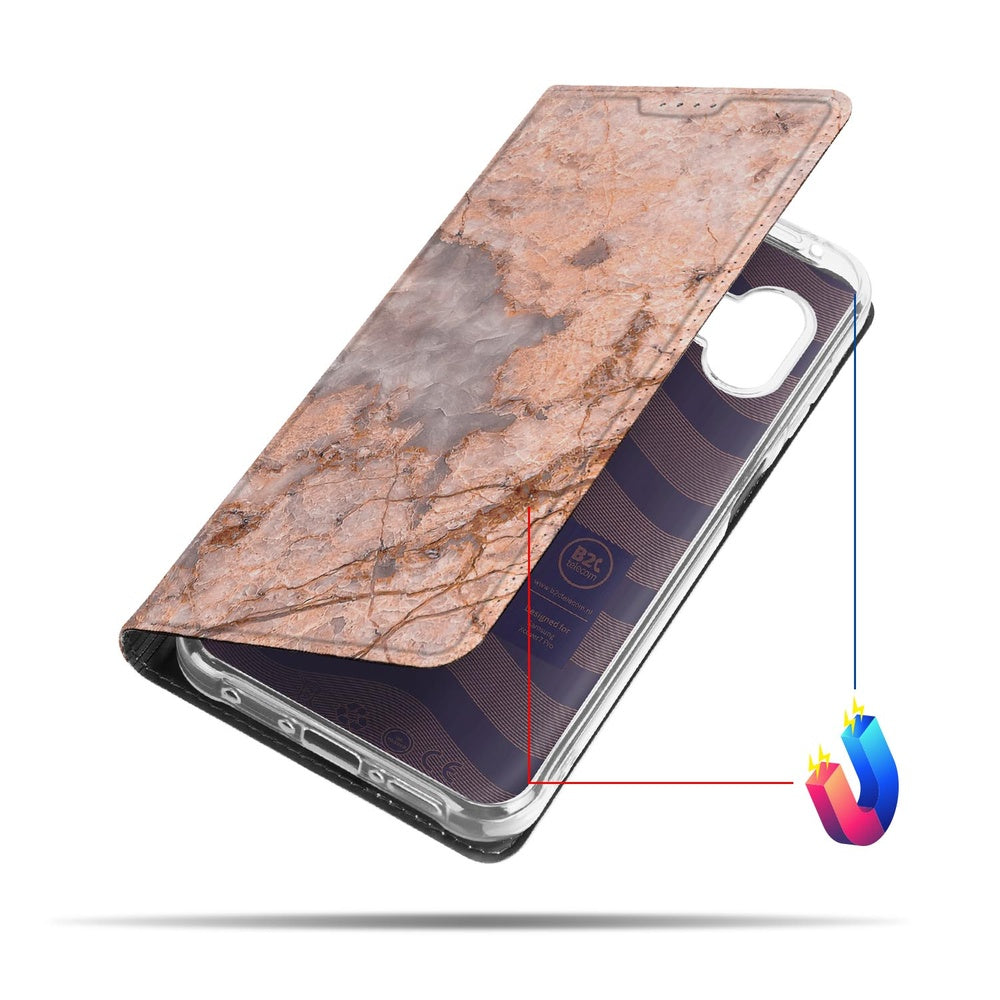 Bookcase Samsung Galaxy Xcover 7 Pro Marmer Oranje hoes marmer design voorkant