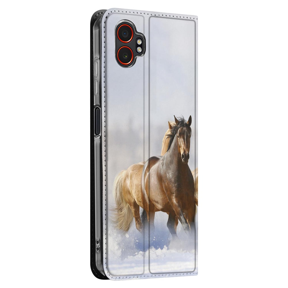 Samsung Galaxy Xcover 7 Pro Telefoonhoesje met pashouder Paarden design zijaanzicht