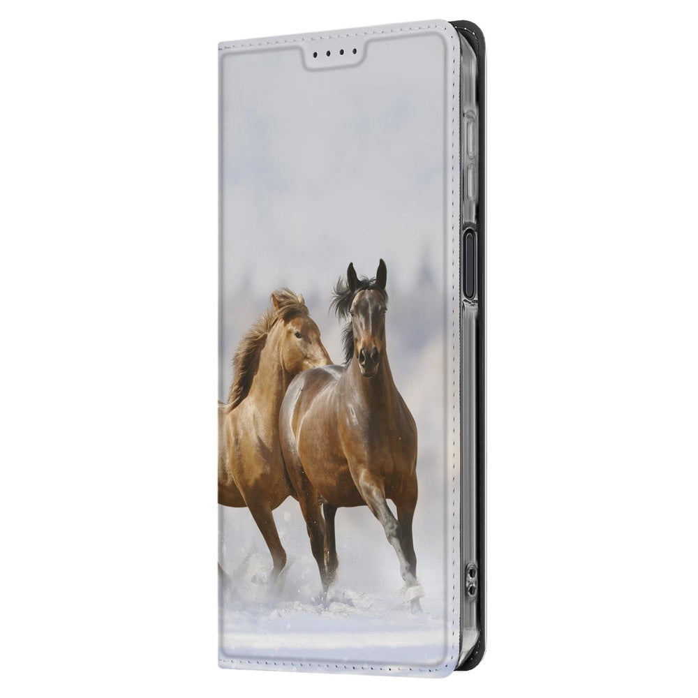 Samsung Galaxy Xcover 7 Pro Telefoonhoesje met pashouder Paarden paarden print aanzicht