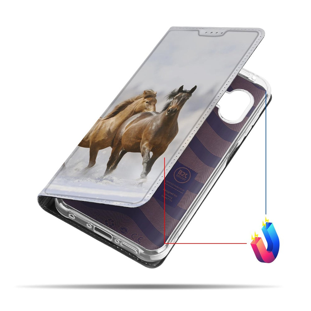 Samsung Galaxy Xcover 7 Pro Telefoonhoesje met pashouder Paarden design aanzicht
