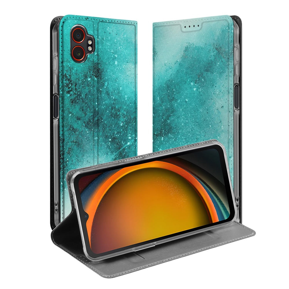 Samsung Galaxy Xcover 7 Pro Telefoonhoesje met magneet Painting Blue voorkant achterkant