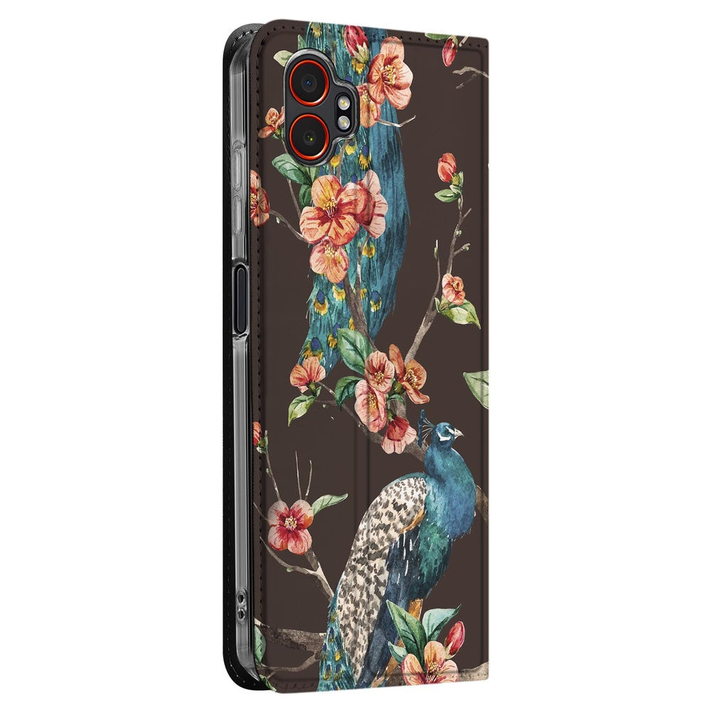 Samsung Galaxy Xcover 7 Pro Book Cover Pauw met Bloemen zijaanzicht