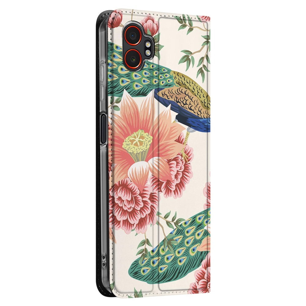 Samsung Galaxy Xcover 7 Pro Bookcase Pink Peacock zijaanzicht