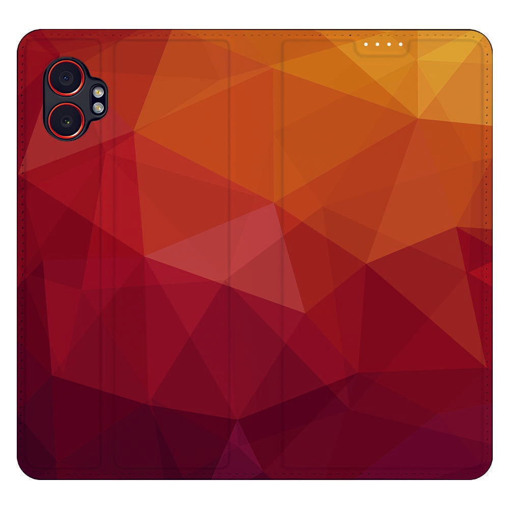 Samsung Galaxy Xcover 7 Pro Book Case Polygon Red bovenaanzicht geometrisch patroon