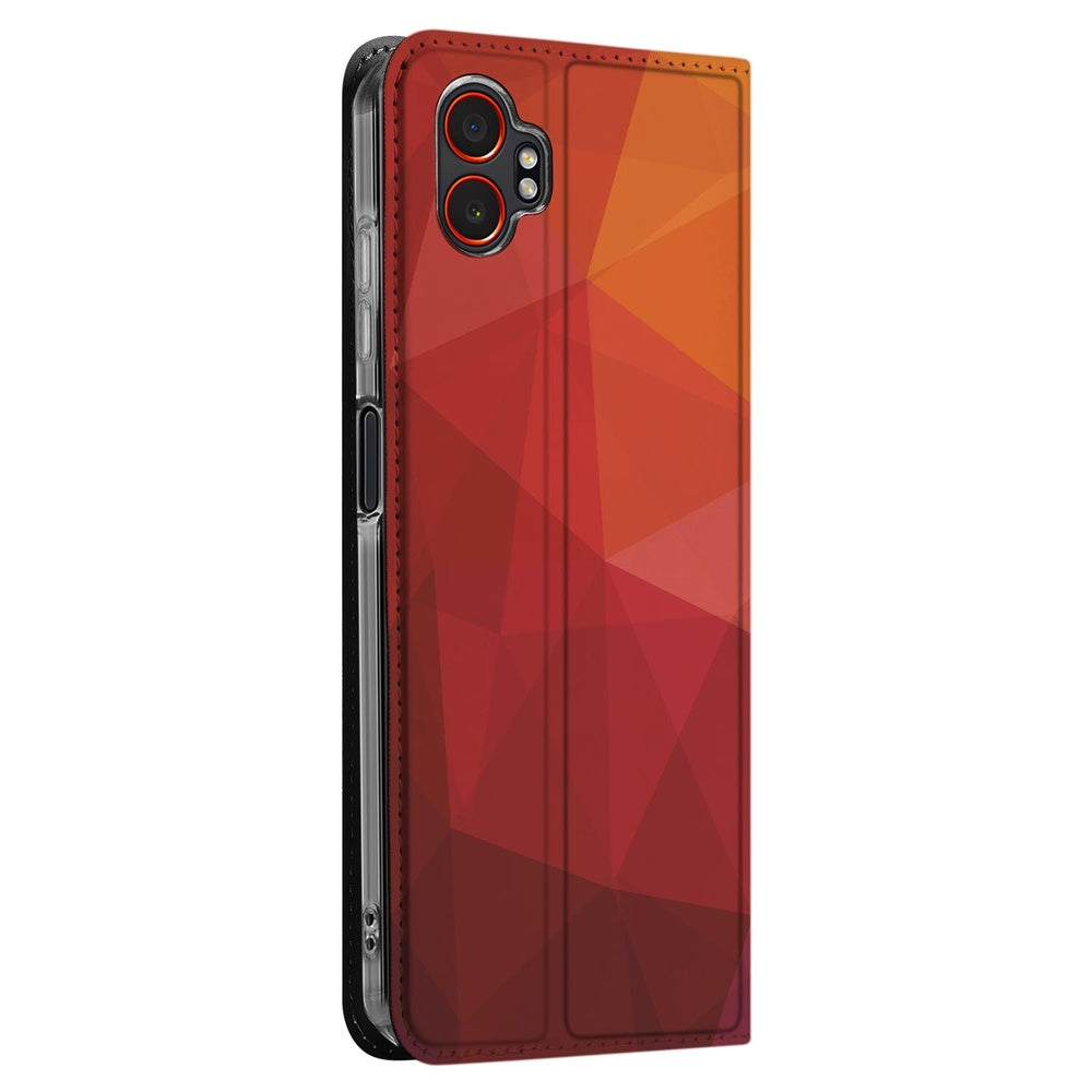 Samsung Galaxy Xcover 7 Pro Book Case Polygon Red zijaanzicht