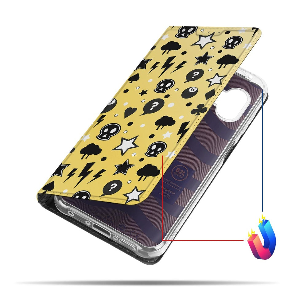 Samsung Galaxy Xcover 7 Pro Book Cover Punk Yellow design aanzicht
