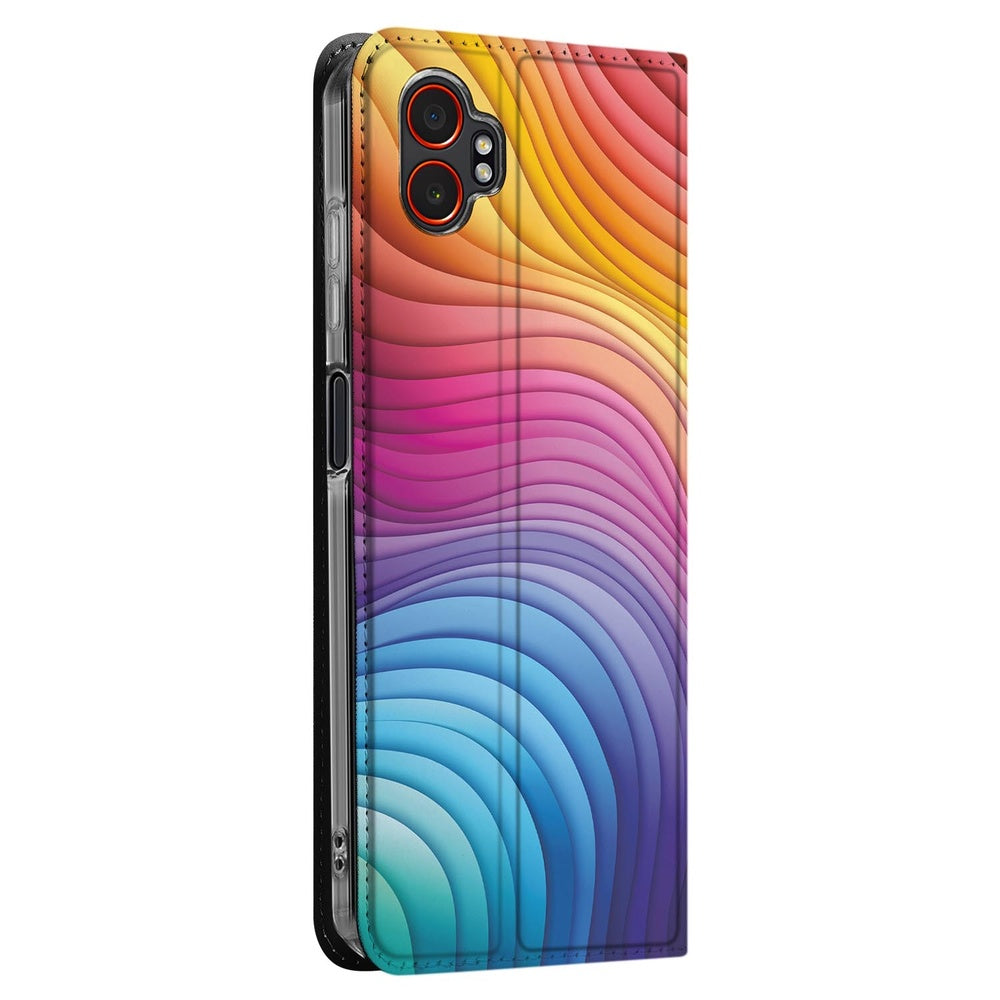 Bookcase Samsung Galaxy Xcover7 Pro Regenboog rainbow design zijkant