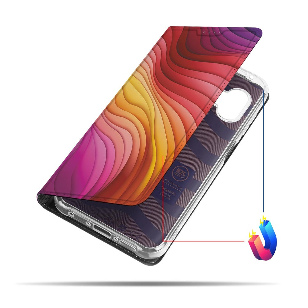 Bookcase Samsung Galaxy Xcover7 Pro Regenboog designkleur zijkant