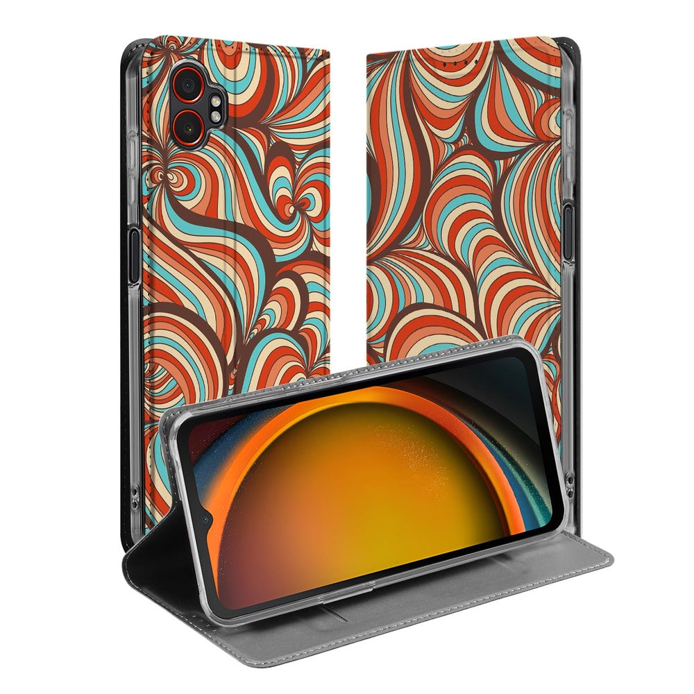 Samsung Galaxy Xcover 7 Pro Retro telefoonhoesje Book Case retro ontwerp voorkant achterkant