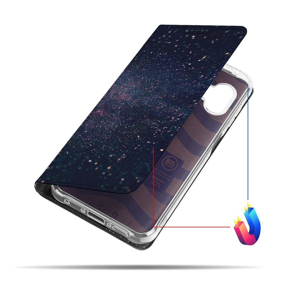 Flip Style Cover Samsung Galaxy Xcover 7 Pro Stars flip hoesje design sterren donker achterkant