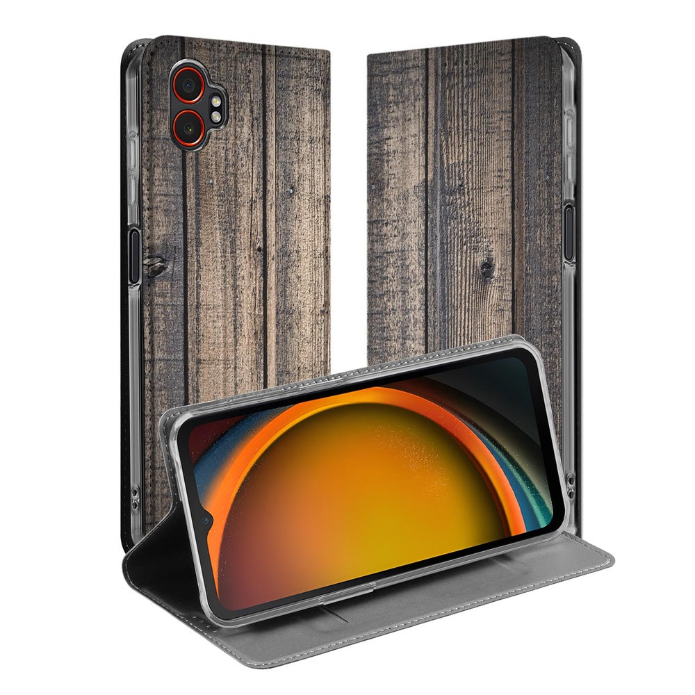 Standcase Hoesje Samsung Galaxy Xcover 7 Pro Steigerhout design steigerhout aanzicht