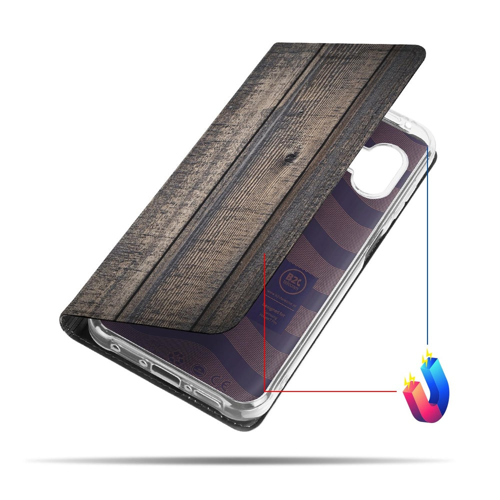 Standcase Hoesje Samsung Galaxy Xcover 7 Pro Steigerhout design steigerhout aanzicht