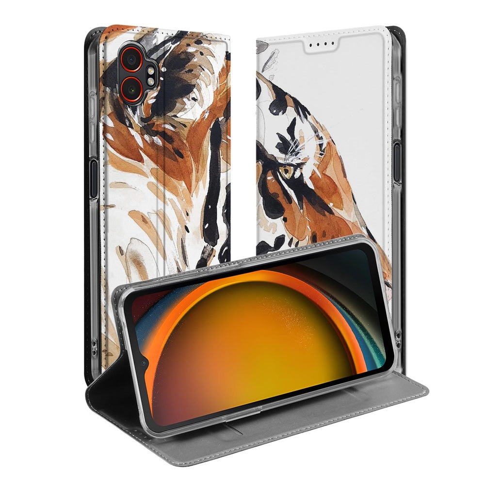Smart Cover Hoesje Samsung Galaxy Xcover 7 Pro Tiger watercolor tijger design voorkant