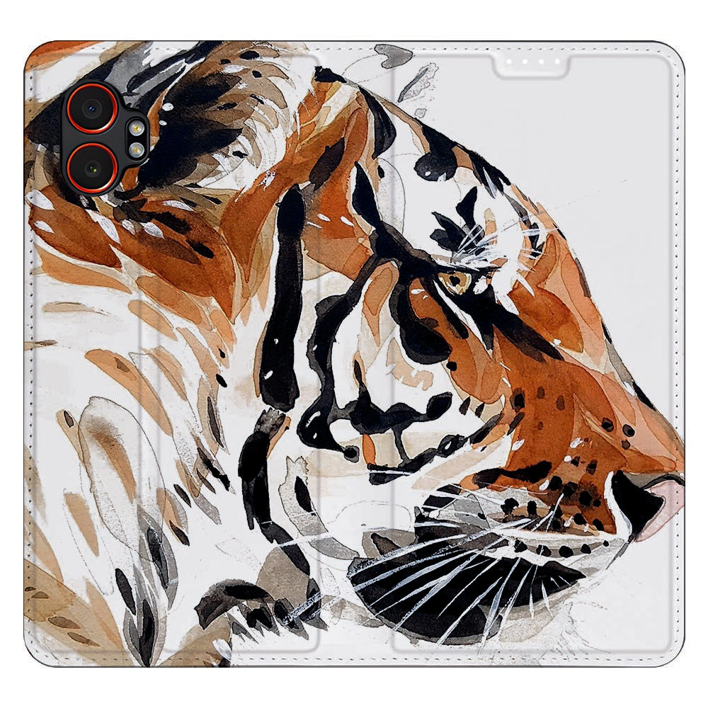 Smart Cover Hoesje Samsung Galaxy Xcover 7 Pro Tiger watercolor tijger design voorkant