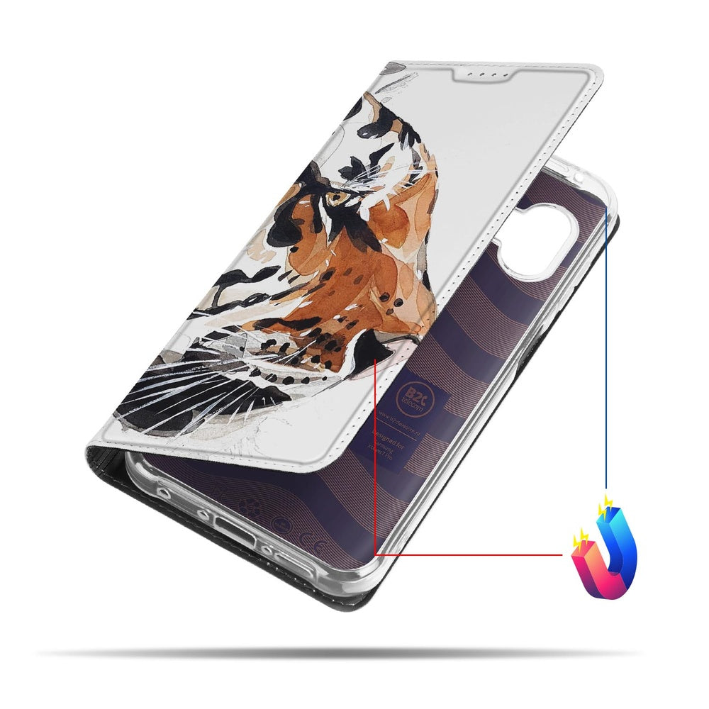Smart Cover Hoesje Samsung Galaxy Xcover 7 Pro Tiger watercolor tijger zijaanzicht